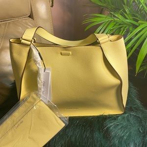 Calvin Klein large yellow leather tote.